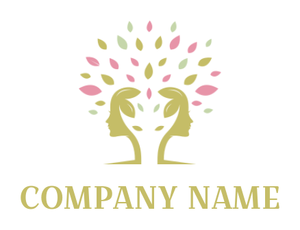 beauty logo woman face forming tree with leaves