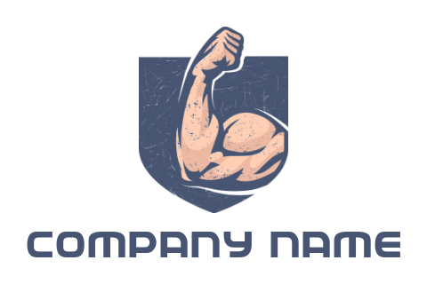 fitness logo template biceps posing in shield - logodesign.net