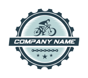 transportation logo badge bicycle inside abstract gear 