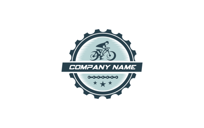 transportation logo badge bicycle inside abstract gear 