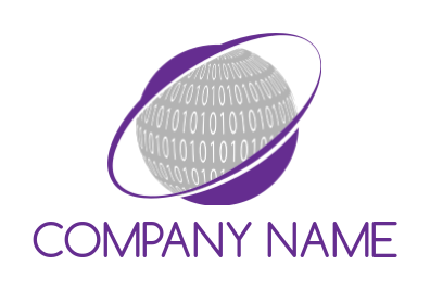 make an IT logo binary globe merged with swoosh