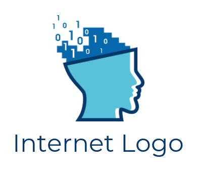 create an IT logo binary numbers coming out from brain 