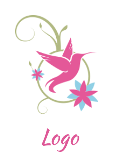 Beauty logo bird and floral ornament