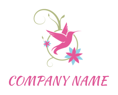 Beauty logo bird and floral ornament