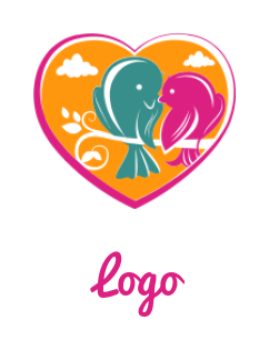 dating logo template bird couple inside the heart 