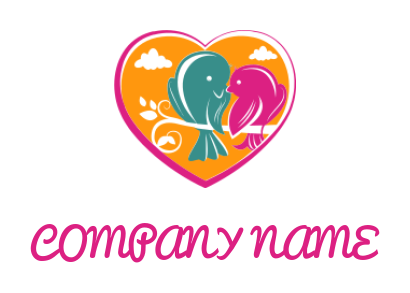 dating logo template bird couple inside the heart 