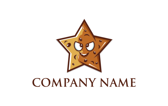 food logo biscuit in star shape with mad emotion