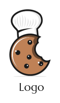 baker logo bitten cookie wearing chef hat