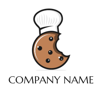 restaurant logo bitten cookie wearing chef hat