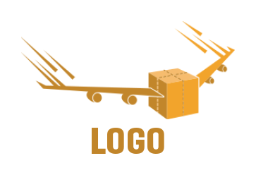 logistics logo icon block with wings flying - logodesign.net