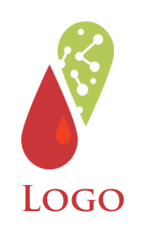 design a pharmacy logo blood drop and chemical bonds forming capsule 
