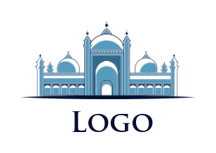 religious logo maker blue illustration of Muslim mosque - logodesign.net