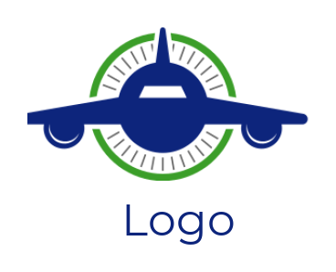 blue plane in line circle icon