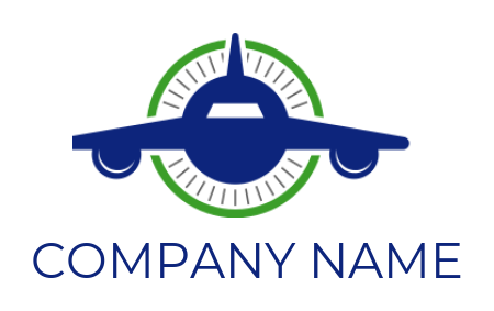 generate a transportation logo blue plane in line circle - logodesign.net