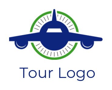 generate a transportation logo blue plane in line circle - logodesign.net