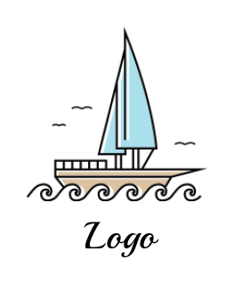 transportation logo sailboat on line art waves