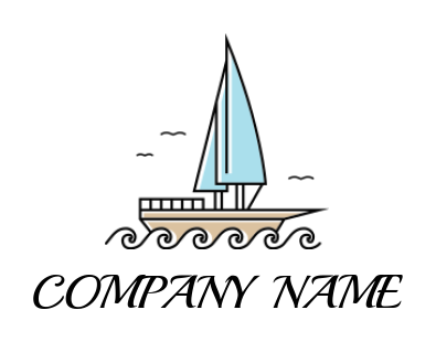 transportation logo sailboat on line art waves