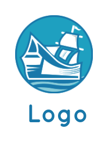 transportation logo sailboat on waves in circle