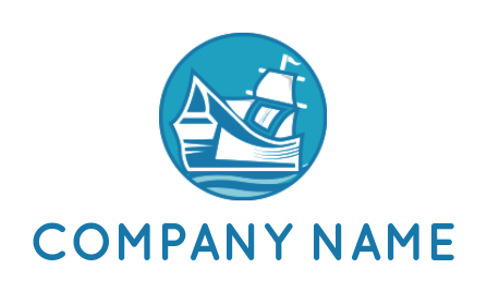 transportation logo sailboat on waves in circle
