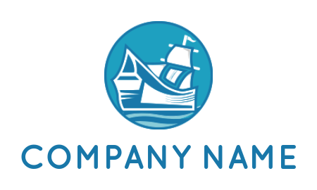 transportation logo sailboat on waves in circle