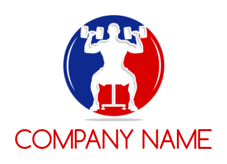 design a fitness logo bodybuilder lifting dumb bells - logodesign.net