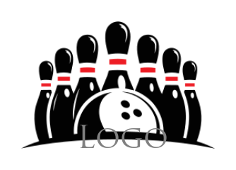 bowling pins above bowling ball