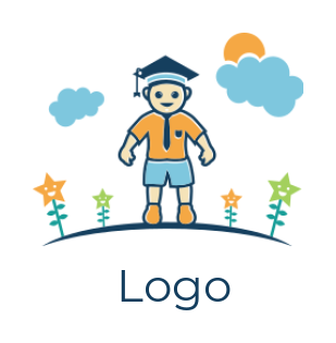 education logo illustration boy graduation cap