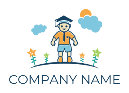 education logo illustration boy with graduation cap - logodesign.net