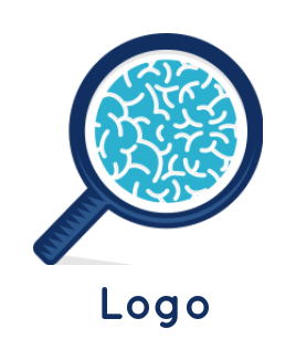 research logo maker brain in magnifying glass