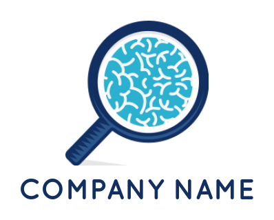 research logo maker brain inside magnifying glass - logodesign.net