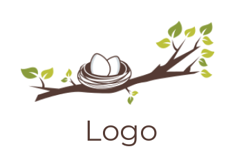 landscape logo icon eggs in nest on branch