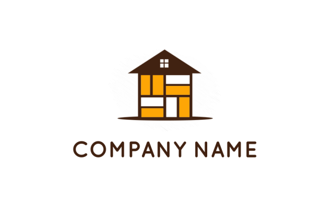 real estate logo template bricks in house with brush strokes