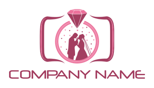 photography logo maker bride and groom inside camera lens - logodesign.net