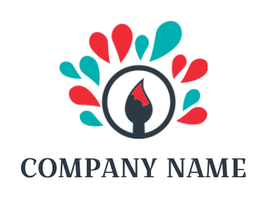 design an arts logo brush inside circle with splashes 