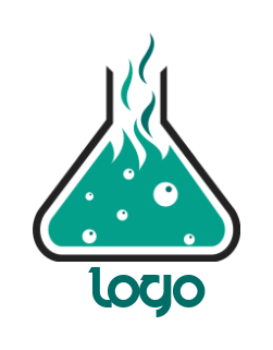 create a medical logo bubbles in chemical flask