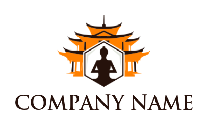 spirituality logo Buddha in hexagon temple