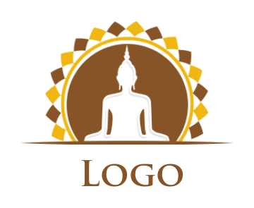 religious logo image Buddha inside semi circle - logodesign.net