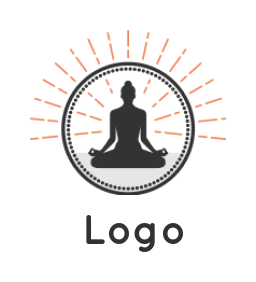 spirituality logo maker Buddha meditating in circle with rays