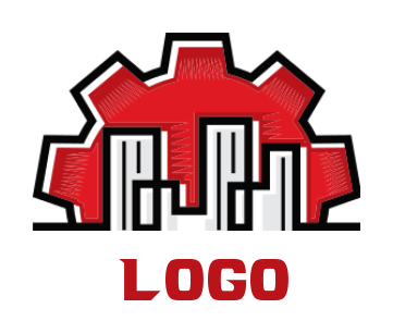 construction logo of building inside the gear