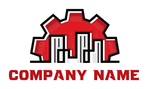 construction logo of building inside the gear
