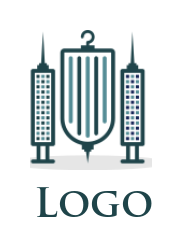 medical logo building made of syringe drip bag