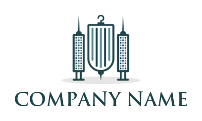 medical logo building made of syringe drip bag