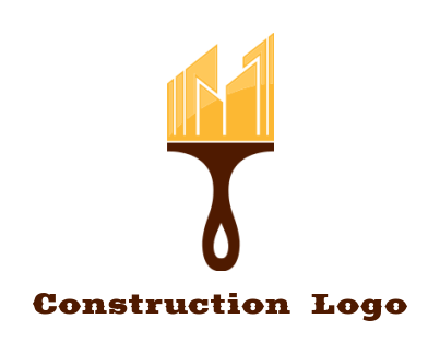 make a construction logo building paint brush