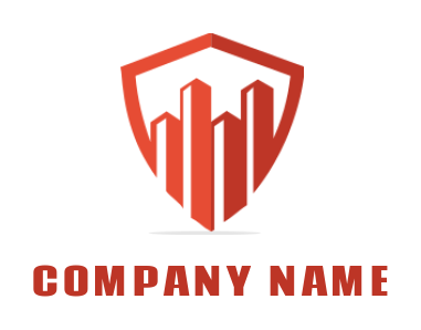 real estate logo maker building merged with shield 