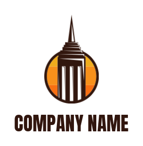 real estate logo building pointy roof in circle