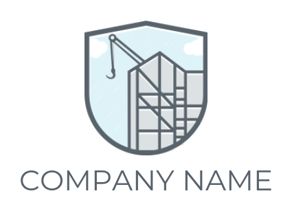 construction logo building with crane in shield