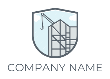 construction logo building with crane in shield