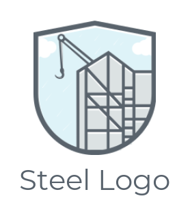 construction logo building with crane in shield
