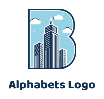Letter B logo image building with sky inside letter B