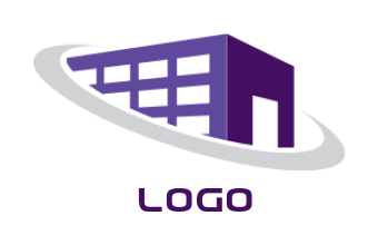 create a storage logo of a building with swoosh